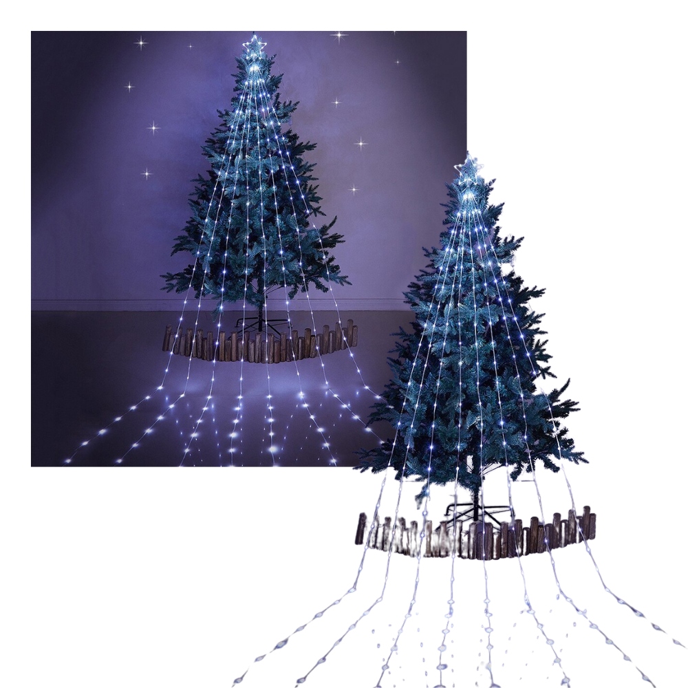Corda de luzes de Natal em cascata da Lexi, decorativa para festas natalinas, com luzes brilhantes e efeito deslumbrante