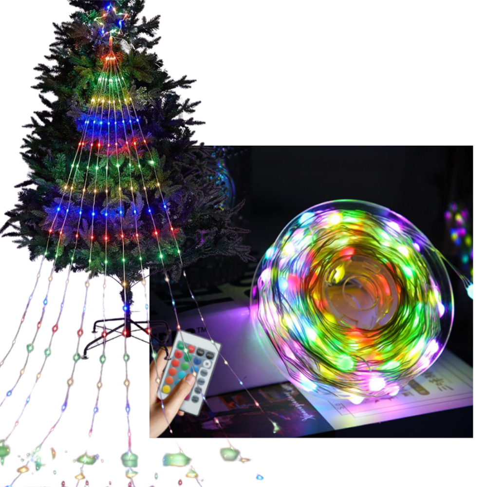 Guirlanda de luzes de Natal em cascata da Lexi com controle remoto, iluminação decorativa para festas natalinas.