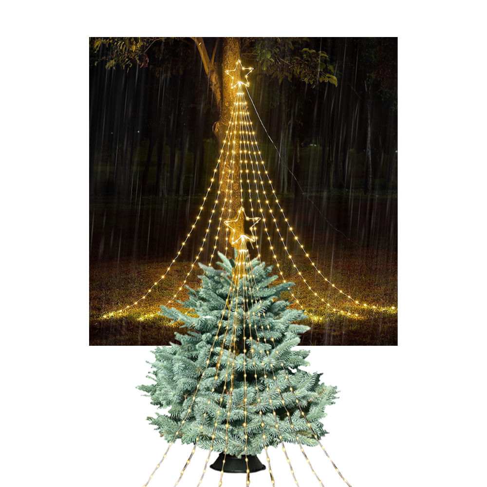 Guirlanda de Natal em cascata da Lexi com luzes LED à prova d’água, decorativa e brilhante para festas natalinas.