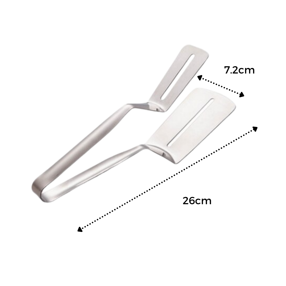 Espátula e pinças de aço inoxidável Jisheng para cozinha, utensílios duráveis para virar e pegar alimentos com facilidade.