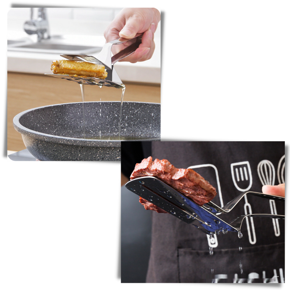 Espátula e pinças de aço inoxidável Jisheng, utensílios de cozinha multifuncionais para preparar e servir alimentos.