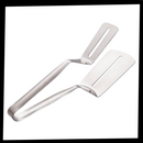 Espátula e pinças de aço inoxidável Jisheng, utensílios de cozinha robustos e duráveis para preparo de alimentos.