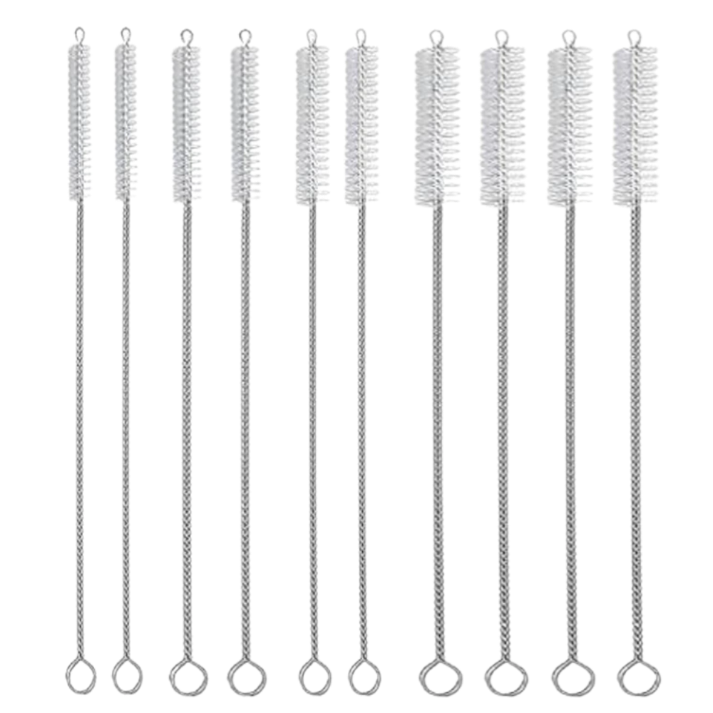 Conjunto de 10 escovas de limpeza para palha, usadas para limpeza doméstica, com cerdas de 15mm para remoção eficiente.