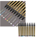 Conjunto de 10 marcadores de cores metálicas Happy Will para escrita e desenho, com diferentes cores vibrantes.