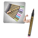 Conjunto de 10 marcadores metálicos coloridos Happy Will para escrita e desenho, com pontas finas e acabamento brilhante