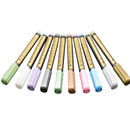 Conjunto de 10 marcadores metálicos da Happy Will para escrita e desenho, com cores vibrantes e acabamento brilhante