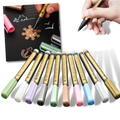 Conjunto de 10 marcadores metálicos coloridos Happy Will para escrita e desenho, com pontas finas e cores vibrantes