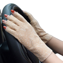 Luot Gants elegantes de algodão anti-UV na cor cáqui, proteção solar para uso diário e estilo casual.