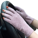 Luot luvas elegantes de algodão anti-UV na cor roxa, proteção solar para as mãos, com design sofisticado e confortável.