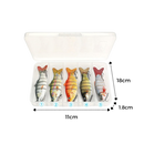 Conjunto de 27 iscas artificiais wobblers para pesca, marcas Cnmf, com diferentes tamanhos e cores.