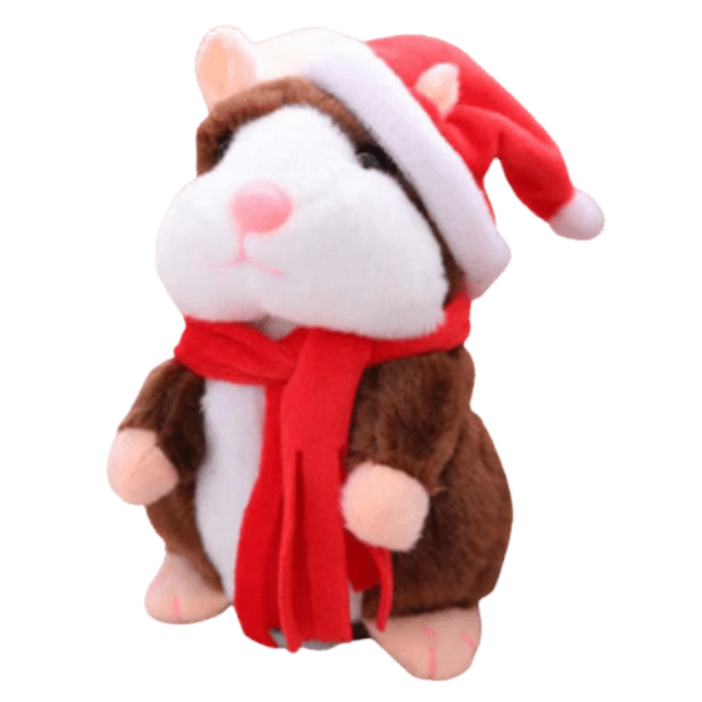 Hamster de pelúcia falante da Yks, personagem de pelúcia para presentes, com detalhes coloridos e aparência macia.
