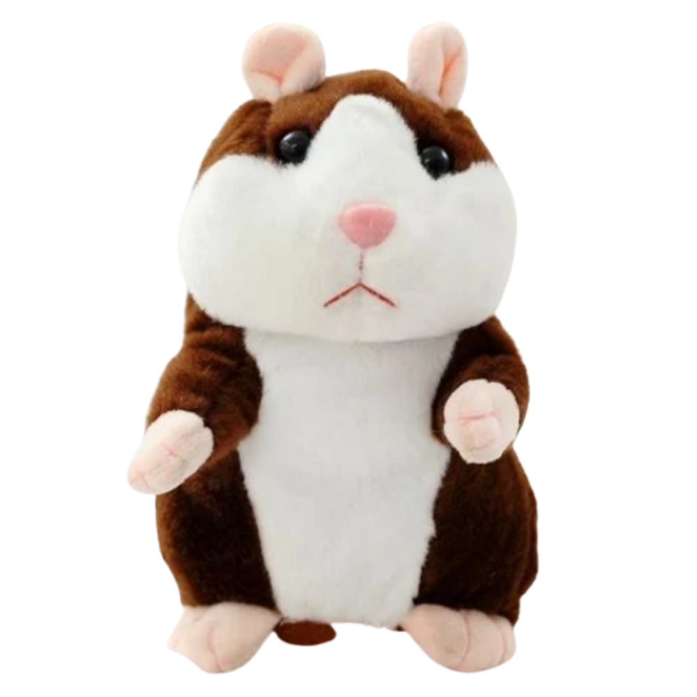 Hamster de pelúcia falante da Yks na cor marrom escuro, figura de brinquedo para crianças, estilo fofo e macio.