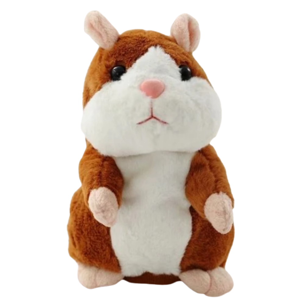 Hamster de pelúcia falante Yks de cor marrom claro, figurinha fofinha de brinquedo para crianças.