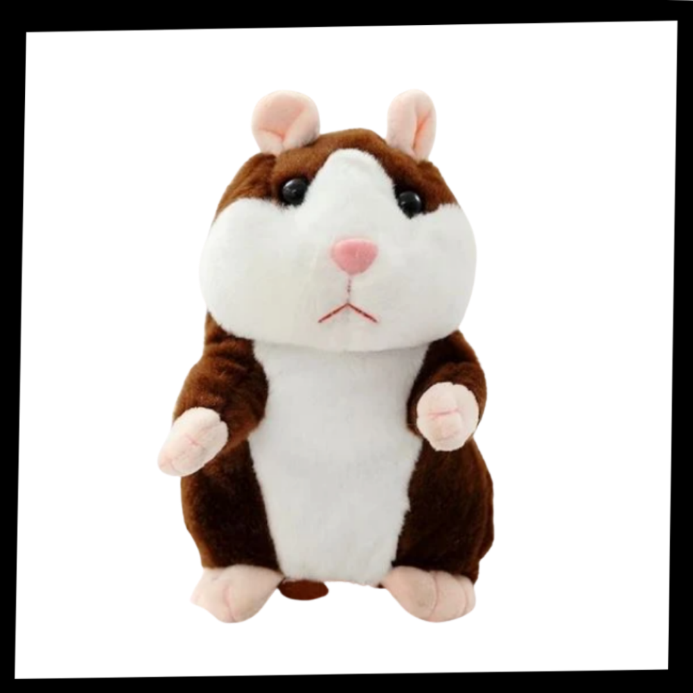 Hamster de pelúcia falante da marca Yks, brinquedo de pelúcia com expressão fofa, ideal para crianças e colecionadores.
