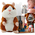 Hamster de pelúcia falante da Yks, figura de brinquedo macia com detalhes realistas, ideal para colecionadores e crianças.