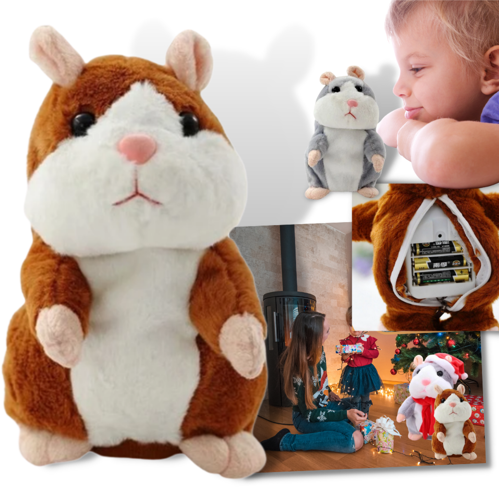 Hamster de pelúcia falante da Yks, figura de brinquedo macia com detalhes realistas, ideal para colecionadores e crianças.