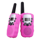 Par de walkie-talkies para crianças rosa, brinquedos de comunicação da marca Retevis, com botões e antenas visíveis.
