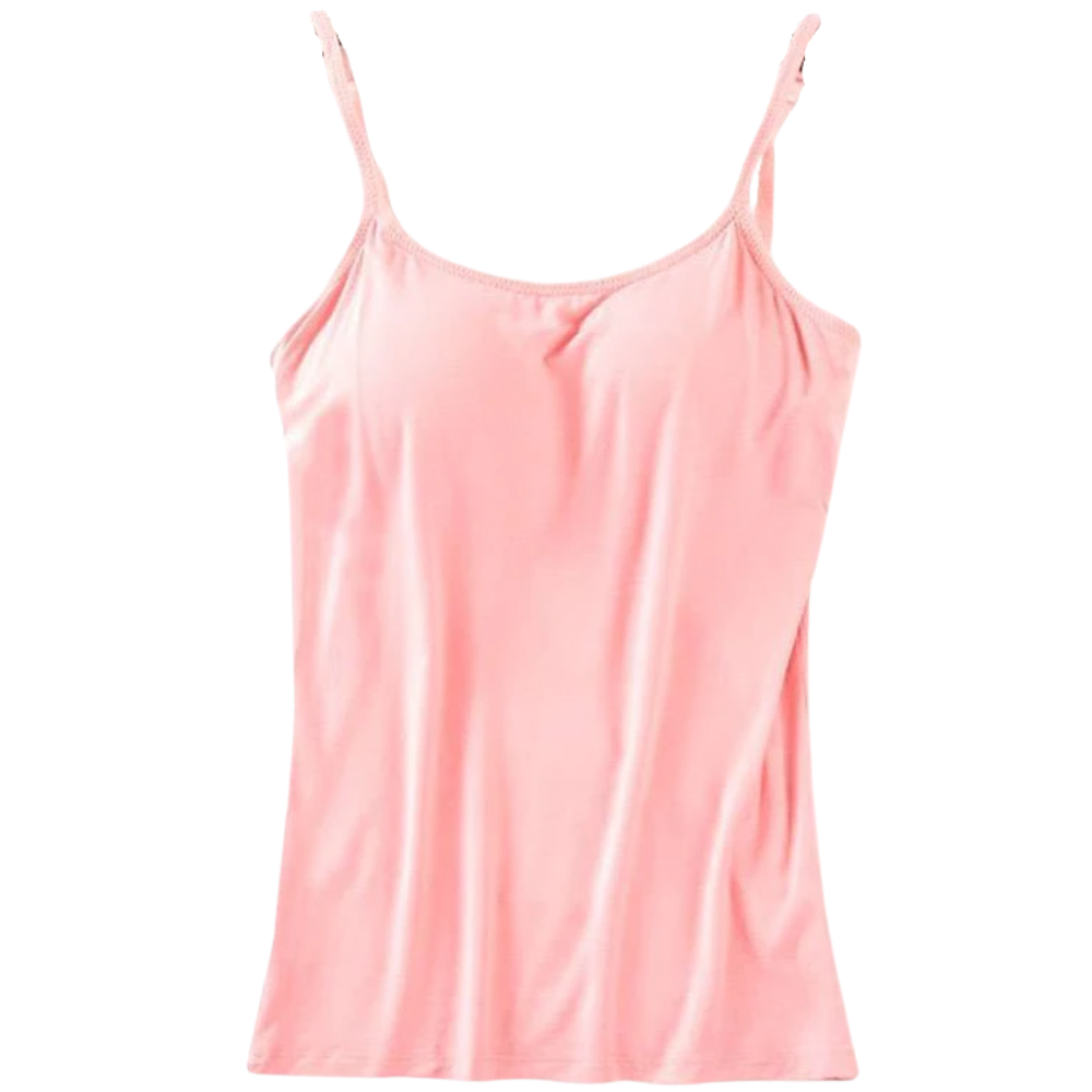 Camisole rosa da marca Cn com suporte de sutiã integrado, tecido macio e confortável para uso diário.