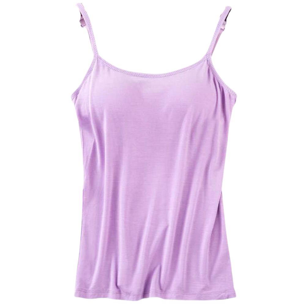 Camisole roxa da marca Cn com soutien-gorge integrado, roupa íntima confortável e estilosa para o dia a dia.