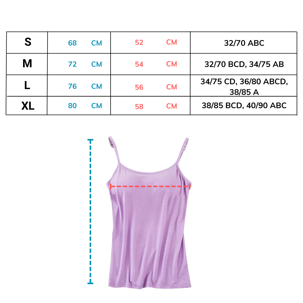 Camisola Cn com soutien-gorge integrado, roupa íntima confortável e moderna, vista frontal sobre fundo branco