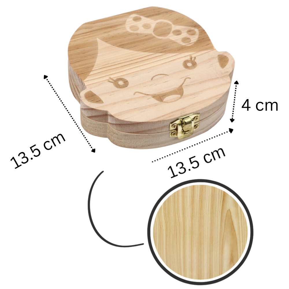 Caixa de dentes de bebê em madeira da Lnkoo, ideal para guardar dentes de leite de bebês e crianças pequenas.