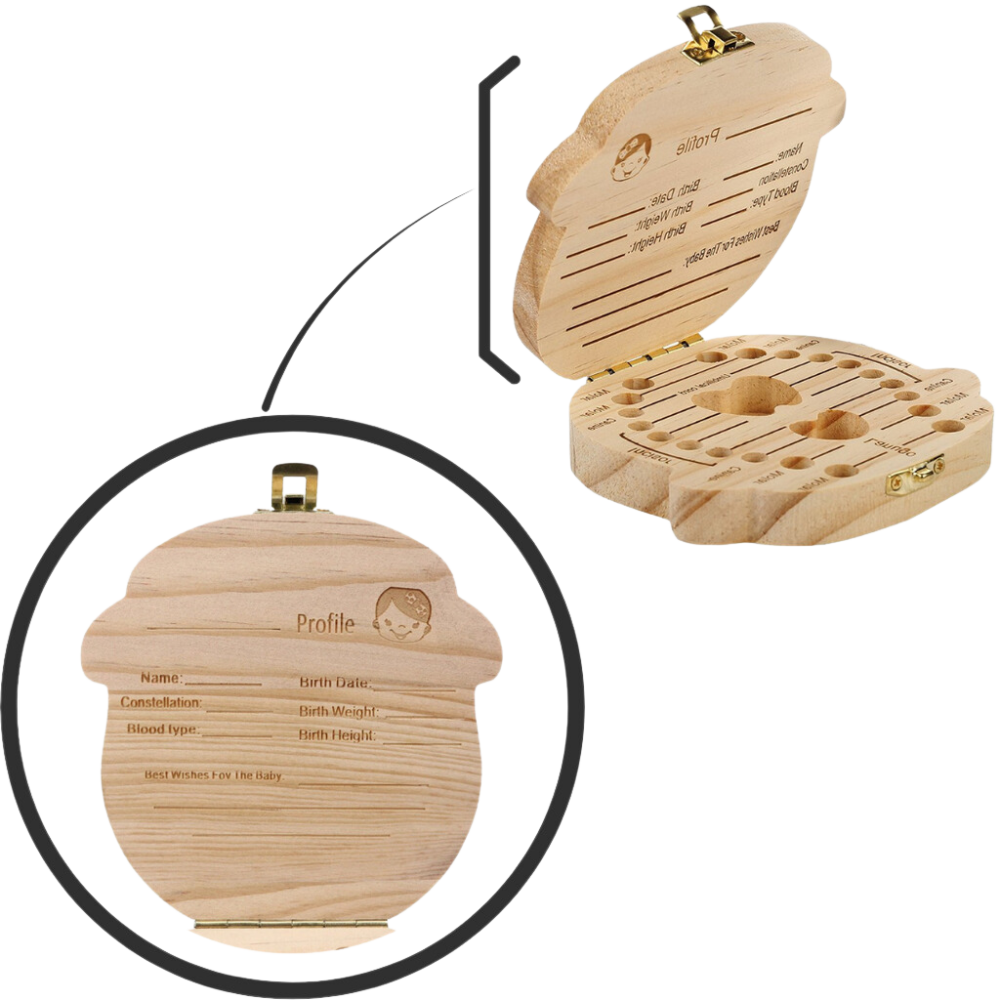 Caixa de dentes de bebê em madeira da Lnkoo, ideal para guardar os dentes de bebês e pequenos.