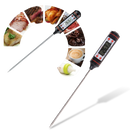 Termômetro digital de cozinha Patazon com sonda para alimentos, mostrado com tela digital e ponteira de medição.