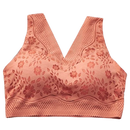 Soutien-gorge de renda respirante e sem costura da marca Glamorise, em cor laranja, com detalhes delicados e confortável.