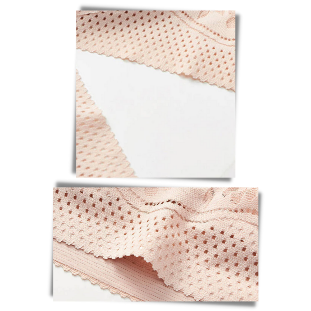Soutien-gorge sem costura de renda respirável da Glamorise, com tecido elástico e design confortável para uso diário.