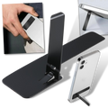 Suporte de telefone metálico ultra-fino Meoilce em prata, mostrando design compacto e resistente para smartphones.