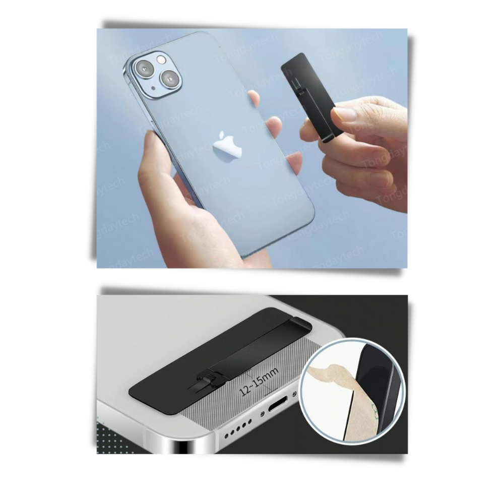 Suporte de telefone em metal ultra-fino da Meoilce, com design compacto e fácil de usar para smartphones.