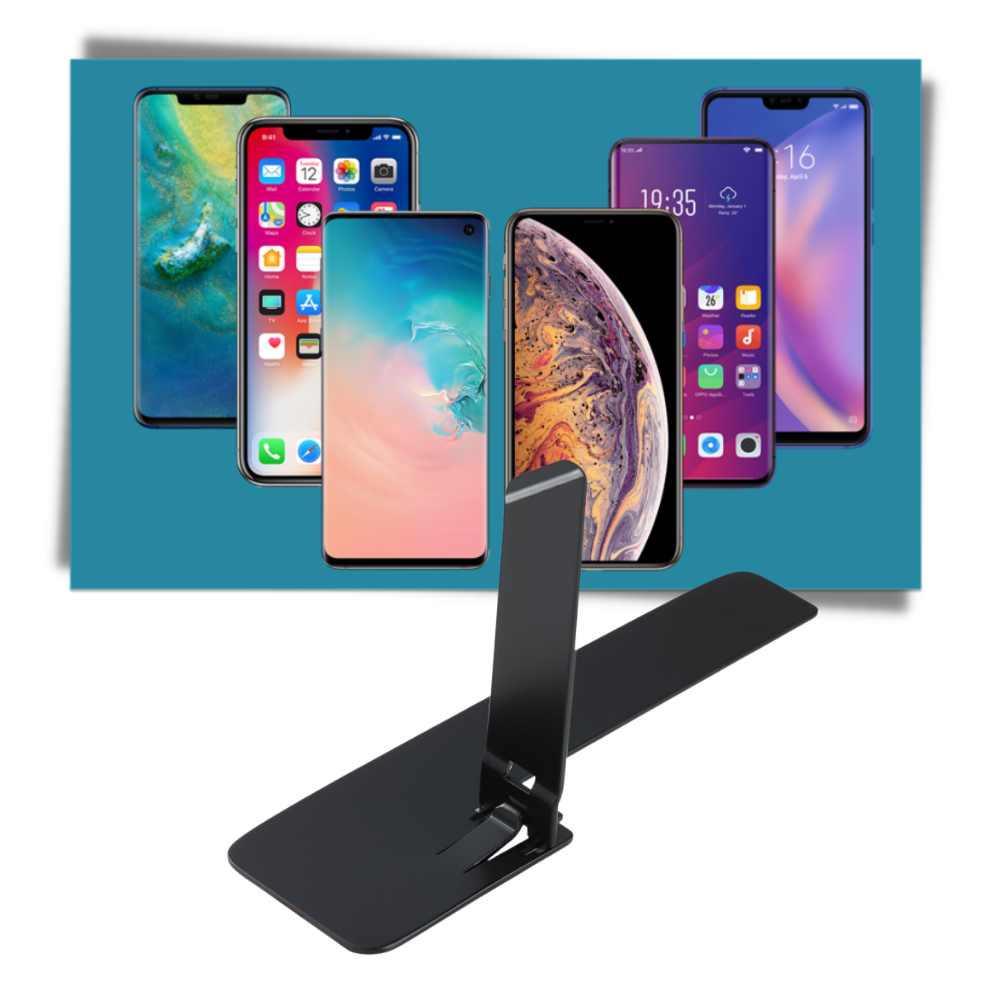 Suporte de telefone em metal ultra-fino Meoilce, resistente e discreto, ideal para segurar dispositivos móveis com estabilidade.