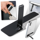 Suporte de telefone metálico ultra-fino Meoilce em prata, mostrando design compacto e resistente para smartphones.