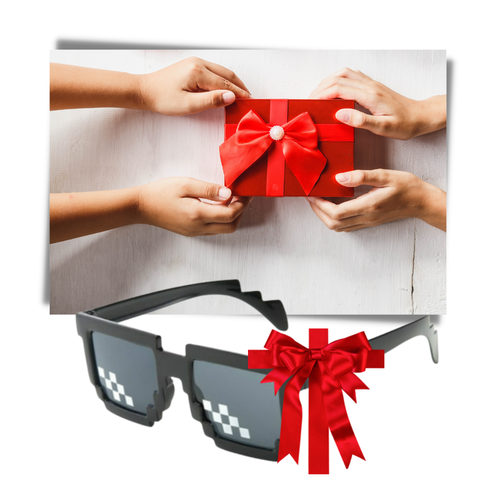 Óculos de sol Pixel Mode da Mypartyshirt com armação colorida e lentes modernas, estilo divertido e fashion.