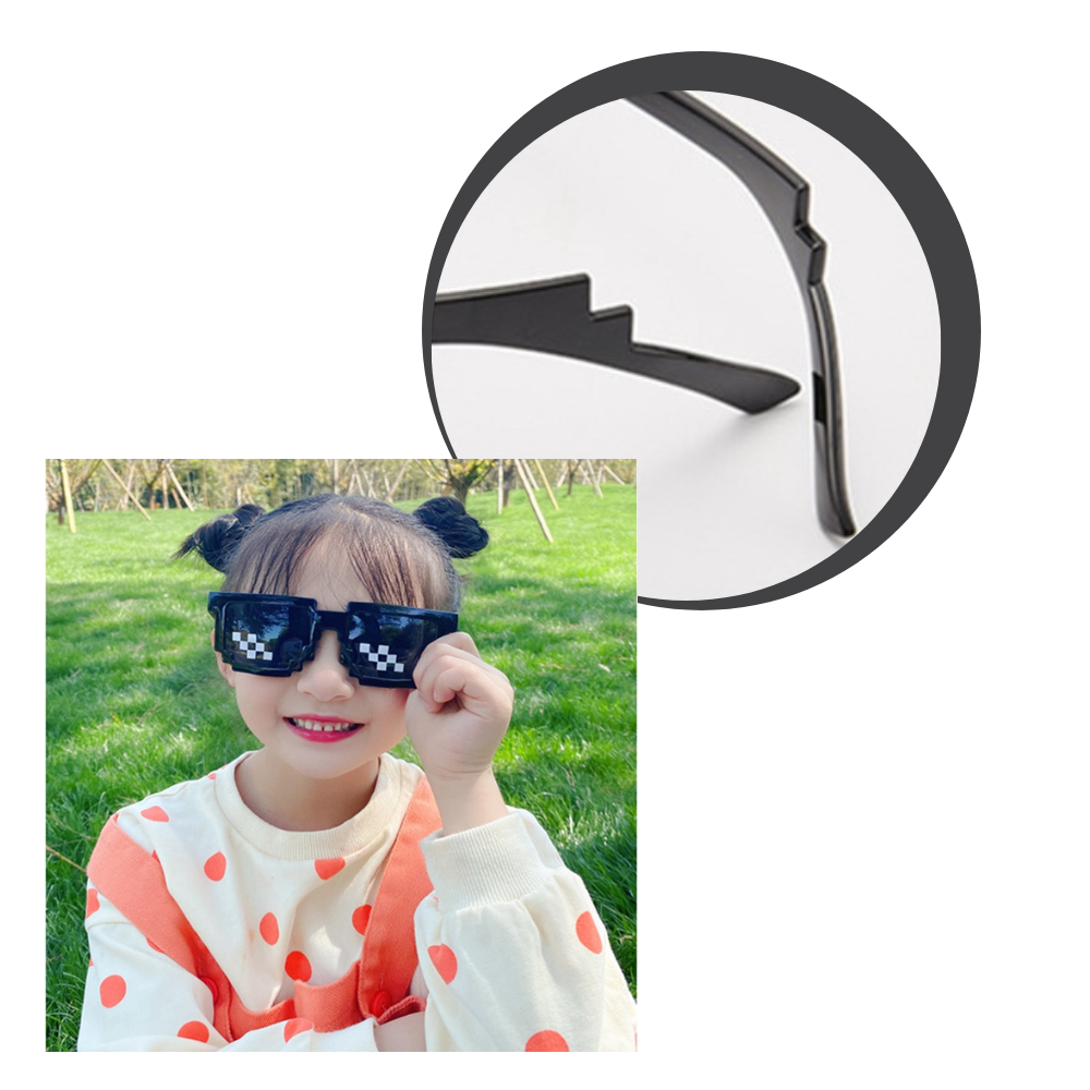 Óculos de sol Pixel Mode da Mypartyshirt com armação confortável e lentes modernas, ideal para estilo casual e proteção solar.