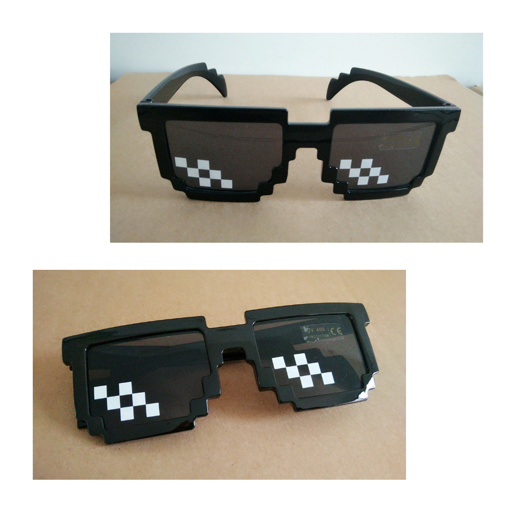 Óculos de sol Pixel Mode da Mypartyshirt com armação durável e design moderno em estilo pixel.