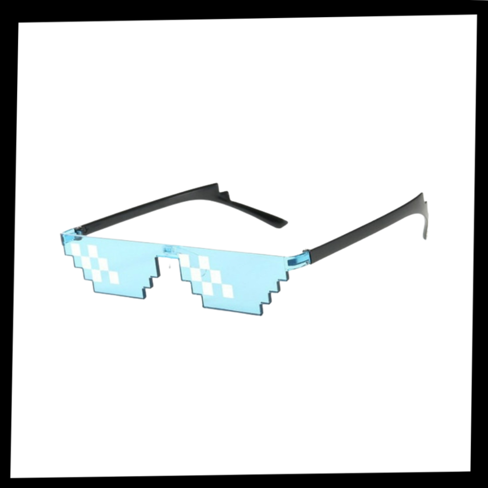 Óculos de sol Pixel Mode da Mypartyshirt com armação colorida e lentes estilo pixel, estilo moderno e divertido.