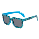 Óculos de sol pixel mode azul da Mypartyshirt, estilo moderno e vibrante, com lentes retangulares e armação colorida.