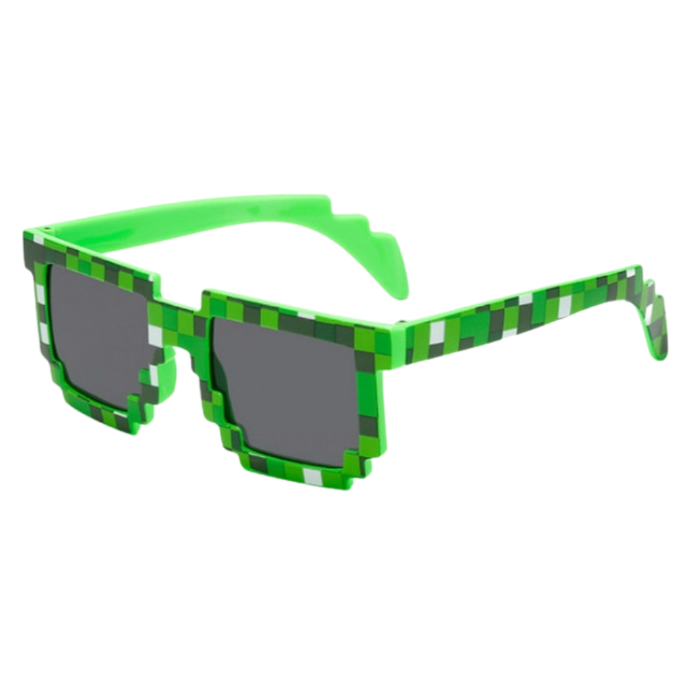 Óculos de sol Pixel Mode da Mypartyshirt, armação verde com lentes estilosas, design moderno e tendência fashion.