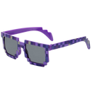 Óculos de sol pixel mode da Mypartyshirt em acabamento roxo com design moderno e estilizado para proteção solar.
