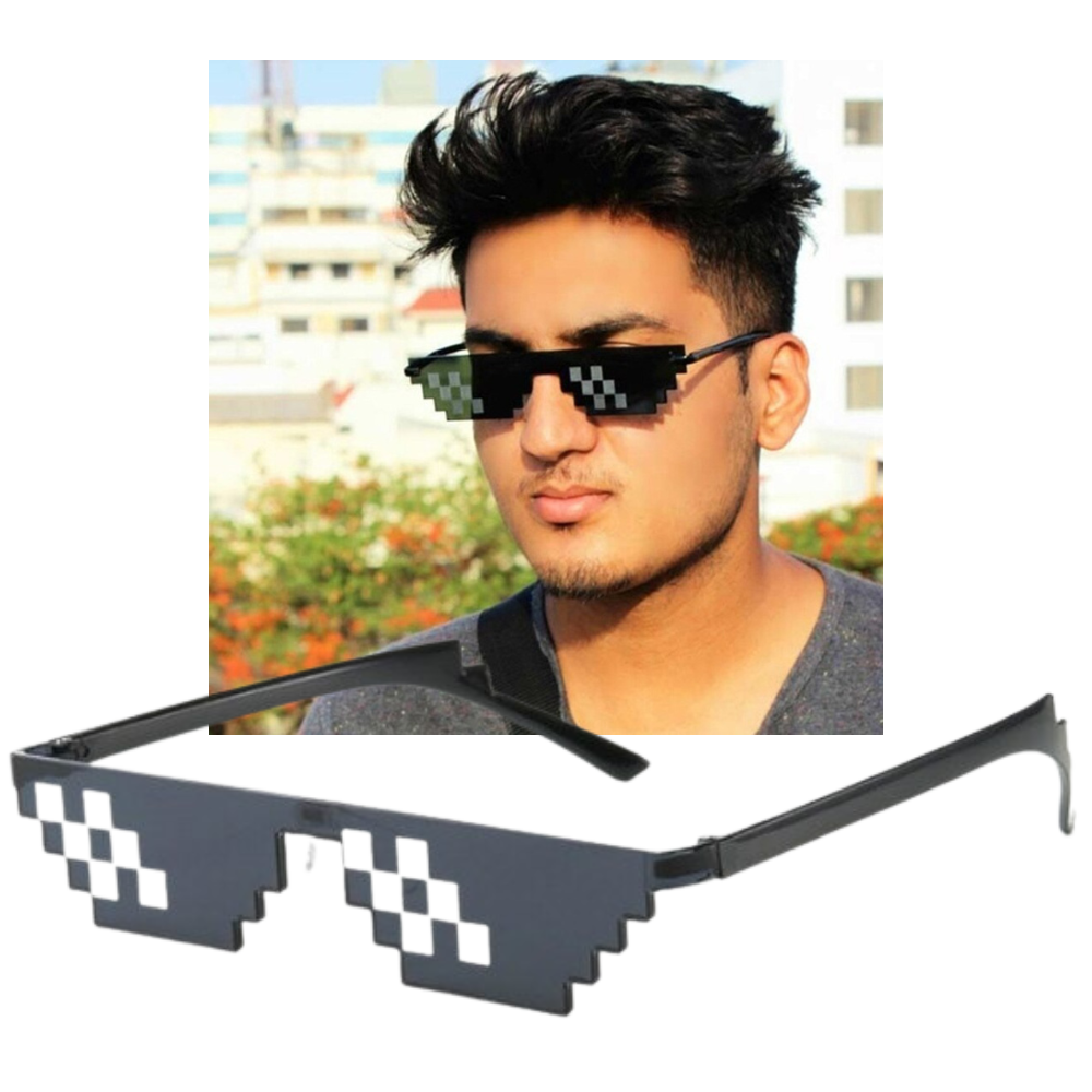 Óculos de sol Pixel Mode da Mypartyshirt com design único, armação moderna e lentes coloridas.
