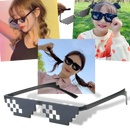 Óculos de sol pixel mode da Mypartyshirt com armação colorida e lentes espelhadas, estilo moderno e vibrante.