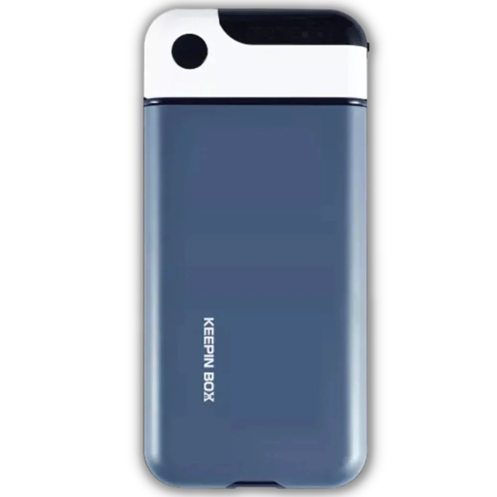 Caixa de bloqueio para smartphone Focusai azul, dispositivo de segurança para celulares, com design compacto e resistente.