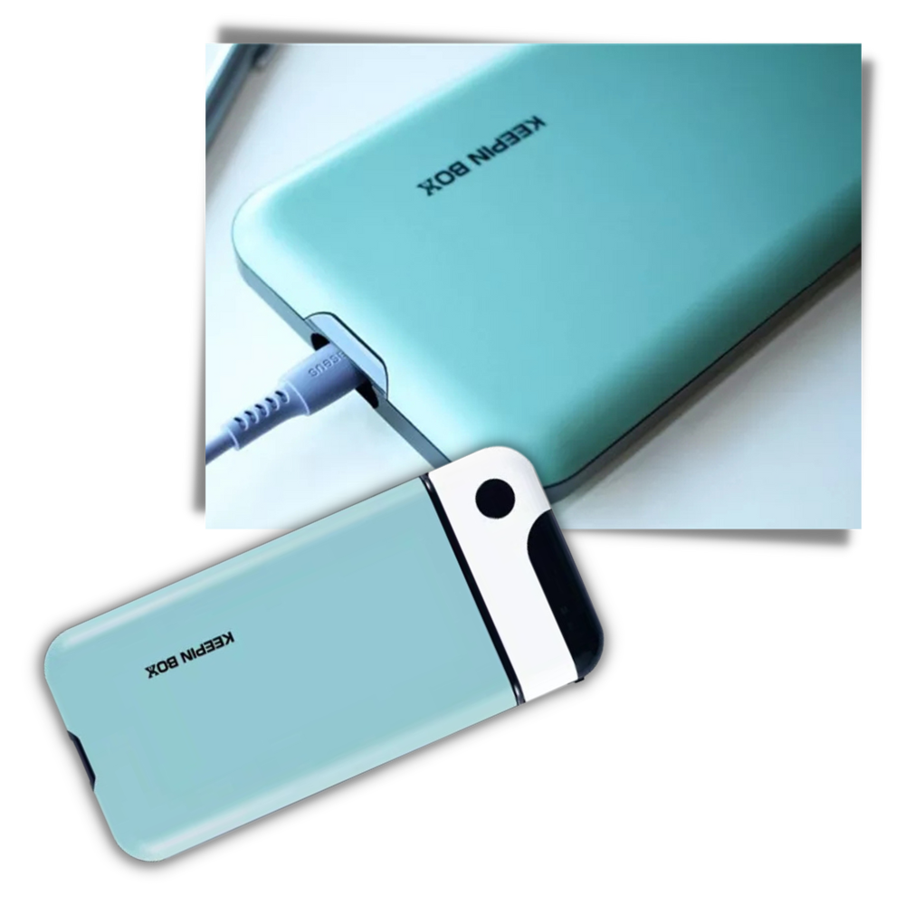 Caixa de bloqueio para smartphone Focusai com design recarregável, usada para segurança e proteção de dispositivos móveis.