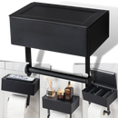 Distributeur de papel higiênico e caixa de lenços Bicmte, com compartimentos para papel toalha e lenços de papel, em ambiente doméstico.