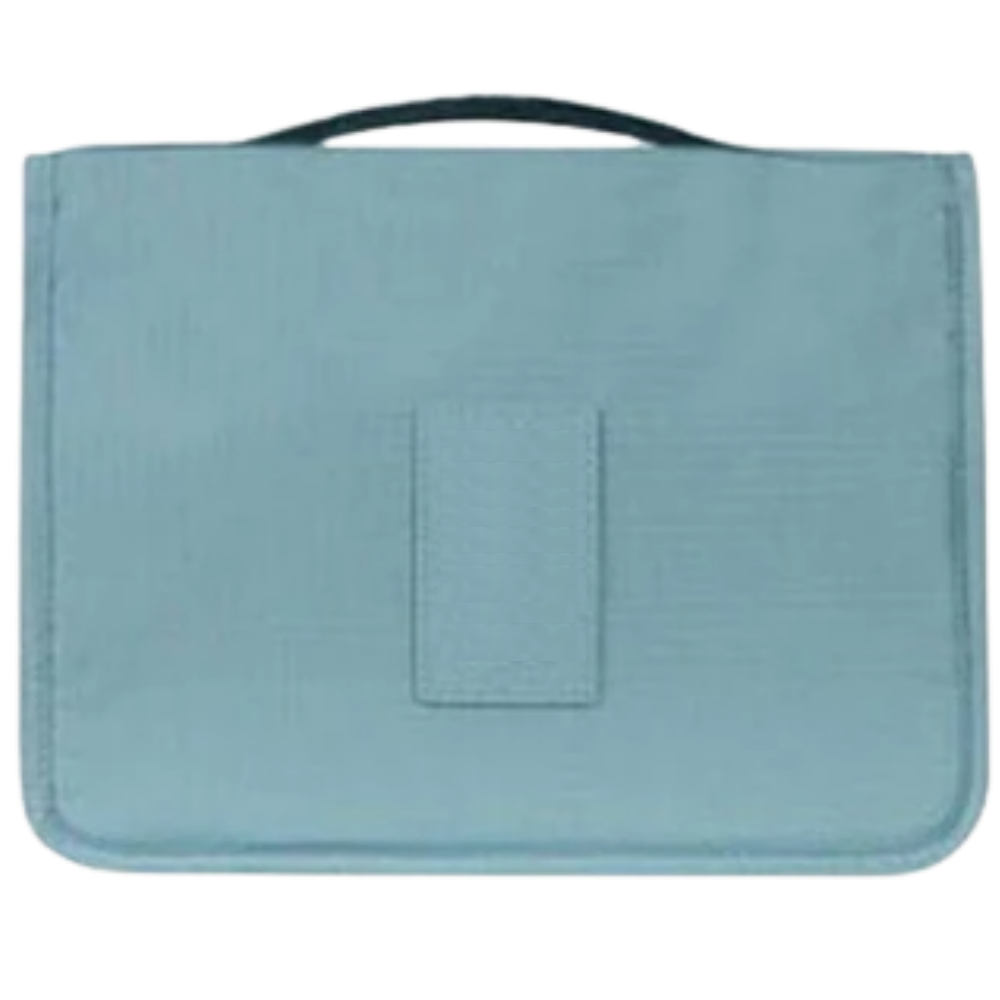Necessaire de viagem Pinkdeer para cosméticos, bolsa de toilete azul com compartimentos para itens de higiene pessoal.