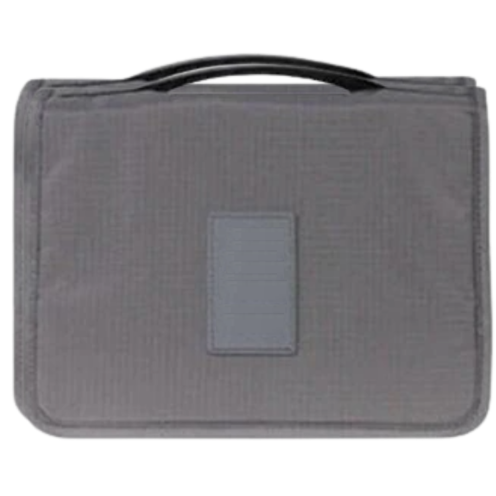 Necessaire de viagem cinza da Pinkdeer, bolsa de toiletry para cosméticos com compartimentos internos, ideal para organização.