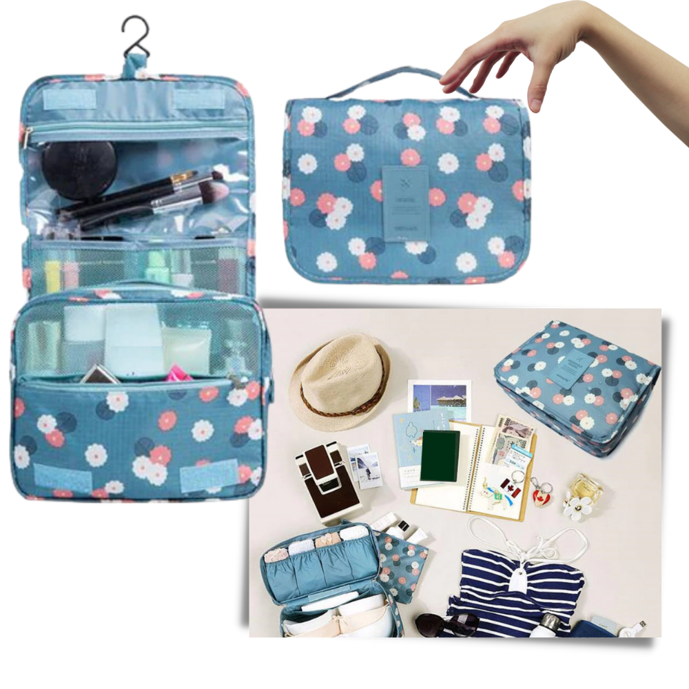 Necessaire de viagem Pinkdeer, bolsa de toilette leve e portátil com compartimentos para cosméticos e produtos de higiene.