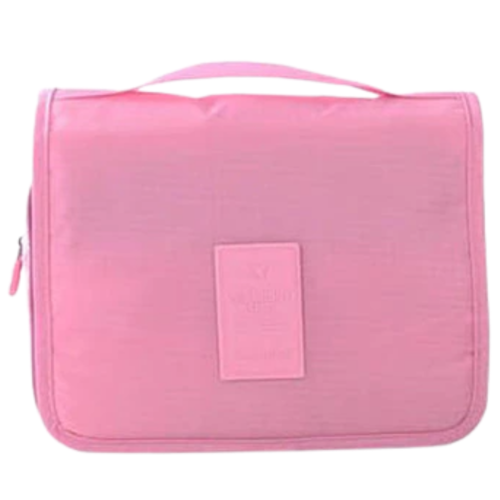 Necessaire de viagem Pinkdeer para cosméticos e produtos de higiene, com compartimentos internos para organização.