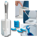 Conjunto de brosses de toilettes e porta-brosses descartáveis Ostrifin com escova e suporte em plástico branco.